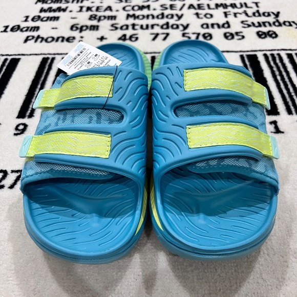 Hoka Ora Luxe Recovery Slides - OCEAN MIST/CITRUS GLOW - Picture 2 of 9